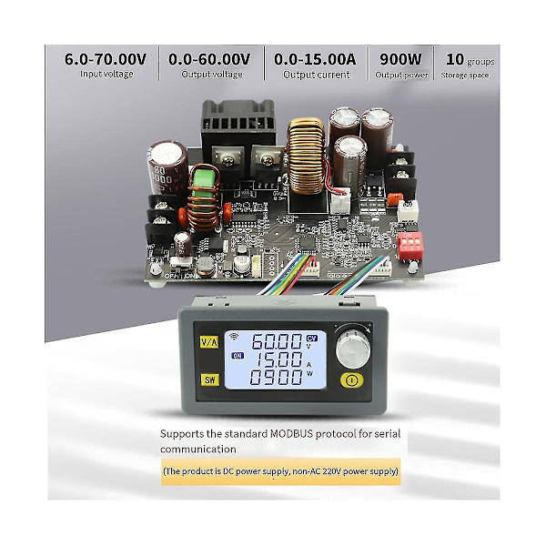 900w Dc Cnc Antihypertensiv Boost Converter 6-70v Justerbar Strömförsörjning Ingång Konstant Spänning S