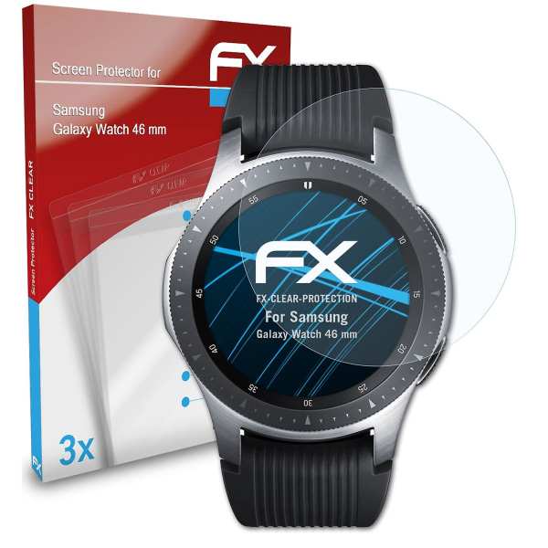 atFoliX 3x Schutzfolie -yhteensopiva Samsung Galaxy Watch kanssa 46 mm Displayschutzfolie klar