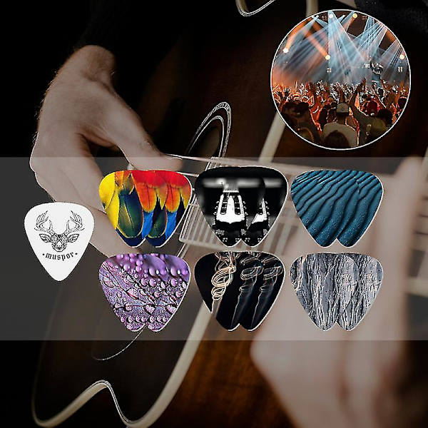 Mx0299d 13 st celluloid gitarrplektrum 0,71 mm färgglada plektrum med järnbox förvaring musikinstrument tillbehör för bas elakustisk gitarr