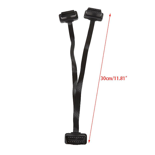 16 Pin Obd2 Hann til Dobbel Hunn Splitter Flat Tynn Y-kontakt Forlengelseskabel
