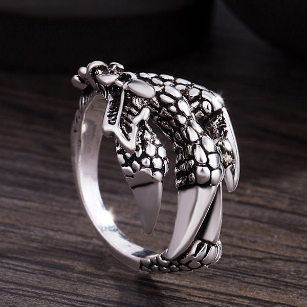 Gotisk smycke drake klo ring herr ring band vintage justerbar öppningsring