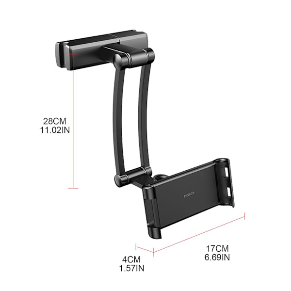 Teleskopisk hållare fäste klämma rack för bil Universal 4.5-10.5\" surfplatta fäste