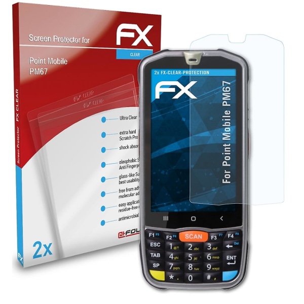 atFoliX 2x beskyttelsesfolie kompatibel med Point Mobile PM67 Displaybeskyttelsesfolie klar