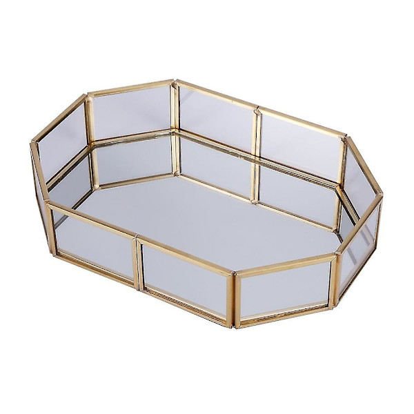 Nordisk stil glas kobber geometri opbevaringskurve boks enkelhed stil hjem arrangør til smykker