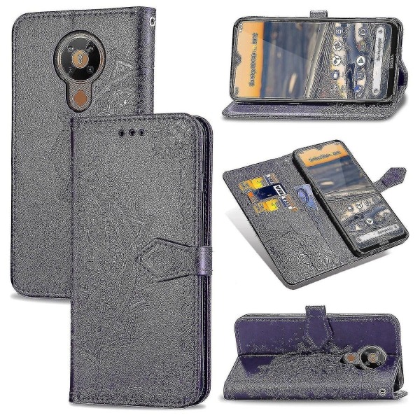 Nokia 5.3 Case Cover Emboss Mandala Magnetic Flip Protection Stötsäkert - Violet