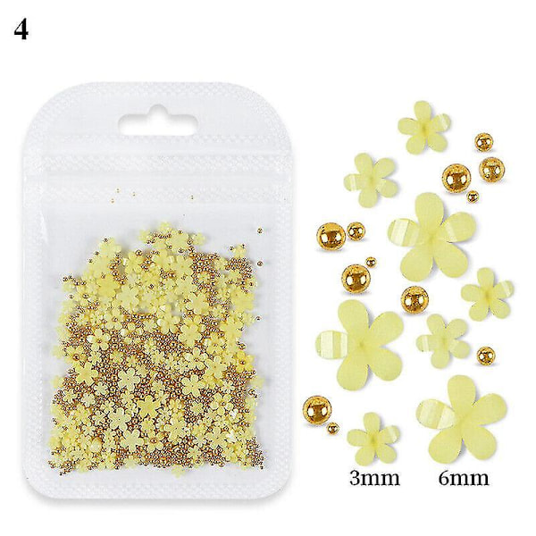 200pcs 3d Acrylic Crystal Flower Pearl Nails Art Decoration Cute Mixed Manicure