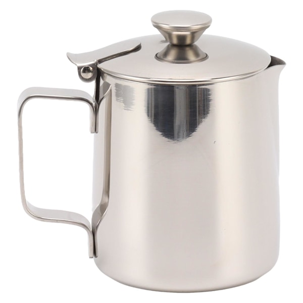 350 ml melkeskummer i rustfritt stål med lokk - perfekt for cappuccino og kaffeskum