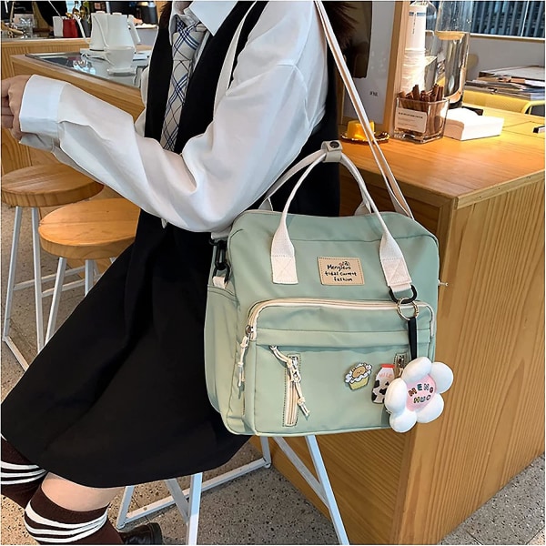 Søde rygsække til teenagepiger Æstetisk rygsæk Japansk Anime Kawaii Rygsæk Skole Funktionel Håndtaske Rejse Vandtæt Bogtaske Laptop Taske (green