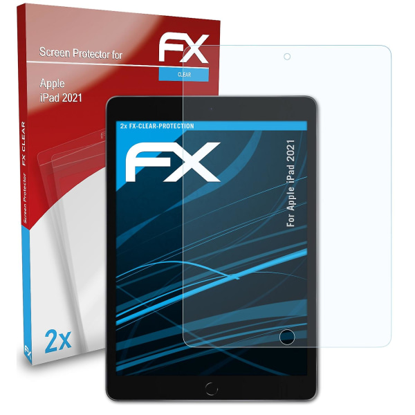 atFoliX 2x skyddsfolie kompatibel med Apple iPad 2021 Displayskyddsfolie klar