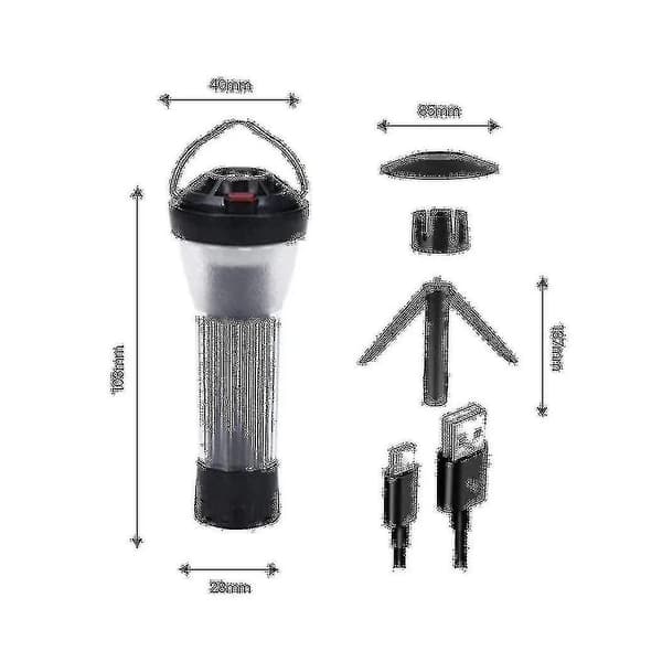 3000mah Campinglys med Magnetisk Base Zero Light 5 Lystilstande LED Lommelygte Nødlys