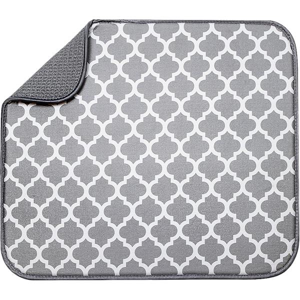 S&t Inc. Absorberende, reversibel mikrofiber oppvaskmatte for kjøkken, 16 tommer x 18 tommer, hvit espalier (497401)