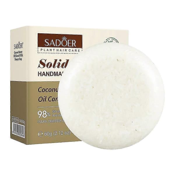 SADOER Kokos Solid Shampoo Bar - Oliekontrol, 60g, Dybderensende