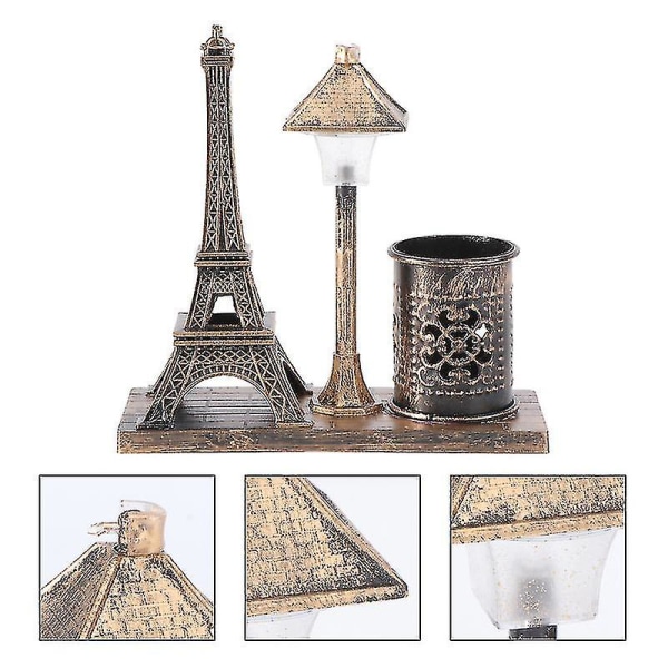 1 st Retro Eiffeltornsprydnad Gatulampa Stil Nattljus Pennhållare