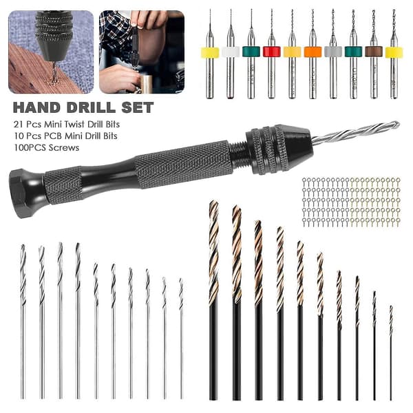 Handborr Bits Set Pin Handborr 21 Pcs Mini Twist Borr Bits Och 10 Pcs Pcb Mini Borr Bits Med