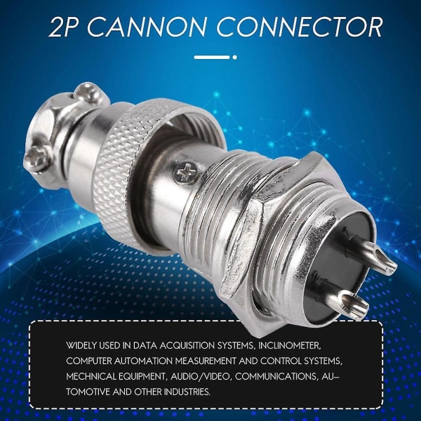 Universal paneelikiinnitys 16mm 2pin Aviation Connectors Pistokkeet 5 kpl