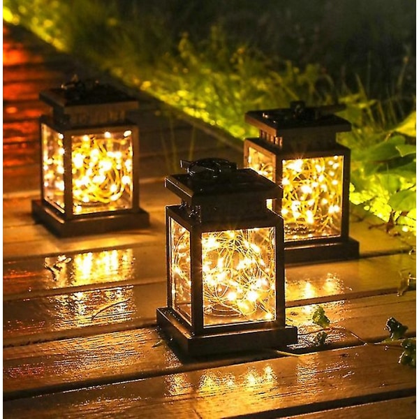 Solar Lanterne Lights Metal Sunwind Solar Star Light med 20 varme hvide lysdioder Fairy String Lights Udendørs dekorative bordlampe