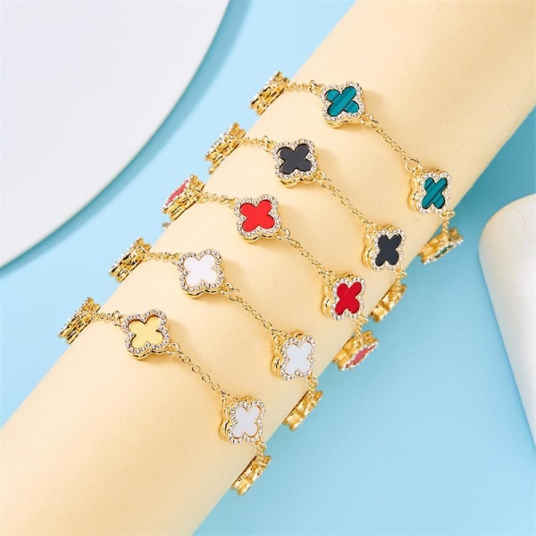 Charm Charm Armband Fyrklöver Diamant Halsband Röd Jul