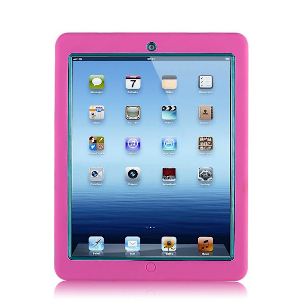 Stöttålig Heavy Duty Gummikåpa för 9,7\" Apple iPad 4 3 2, Rosa