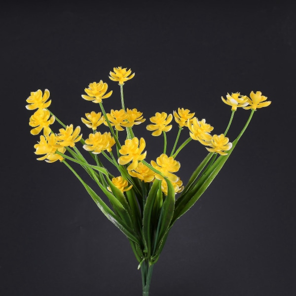 24 stk. Kunstige Blomster Udendørs Uv-Resistente Planter, Gul