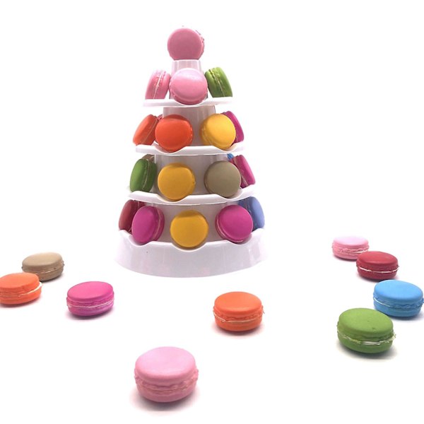 Stor kapacitet Macaron Tower 5 Tier Dessert Cupcake Stativ Plast Cookie Bricka