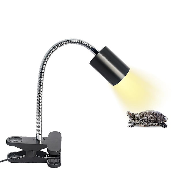 E27 Sokkel med Klemme og Afbryder til Reptillampe, 360° Justerbar med Fleksibel Arm, Klips-på Sokkel til Varmelampe/Akvarium/UVA/UVB til Skildpadde/Amfibie