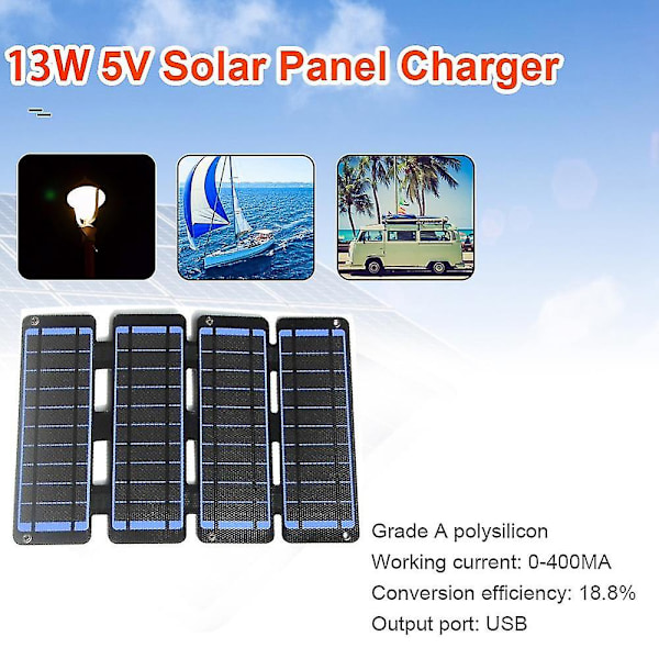 13w 5v Etfe Solpanel Fällbar Väska Utomhus Bärbar Dubbla Usb-utgång Sol Mobiltelefon Mobil Pow
