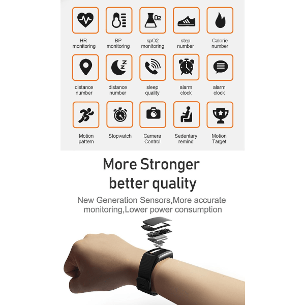 smartwatch Fitness Smart Armbånd Puls Smart Watch Band Smartband