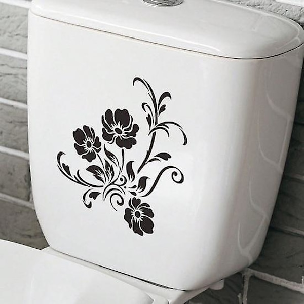 WC-kannen kannen tarra itseliimautuva vahva tarttuvuus DIY irrotettava vedenpitävä musta kukka tarra seinätaide