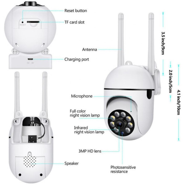 Natkamera Ycc365 Plus Overvågningskamera Udendørs Smart Hjem Trådløs Wifi Ip Kamera Dobbelt Frekvens