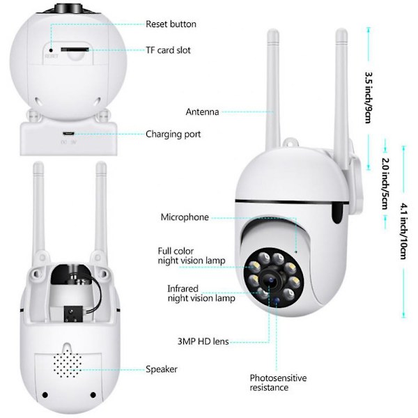 Yö Ycc365 Plus -kamera Valvontakamera Ulkokäyttöön Älykäs Koti Langaton Wifi Ip -kamera Kaksi Taajuutta