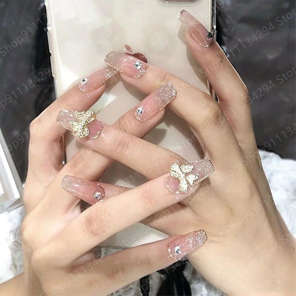 Diy Fashion Crystal Transparent 3d Fake Nail Stickers Cartoon Handmade Removable Wearable Nails Manicure Patch Girls Gifts Toys