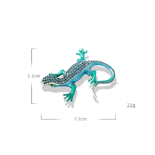 Gecko-blå ödla diamant legering brosch