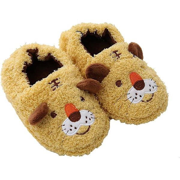 Pojkar Flickor Varmt Plysch Djurtofflor Barn Vinter Inomhus Hushållsskor yellow tiger 9-10 toddler