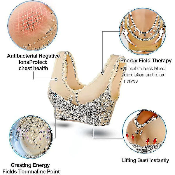 Tourmalin Formande Trådlös Silkeslen BH, Lymphvity Detoxifiering och Formning & Kraftfull Lyfthållande BH Kompatibel med Kvinnor