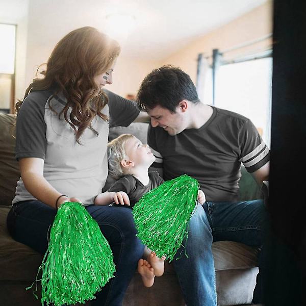 48 stk Cheerleading Pom Poms Metallic Folie Cheer Pom Poms Med Plastikhåndtag, 24 stk Lilla & 24 stk Grøn