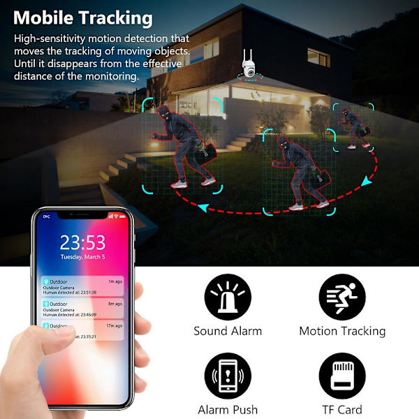 Natkamera Ycc365 Plus Overvågningskamera Udendørs Smart Hjem Trådløs Wifi Ip Kamera Dobbelt Frekvens