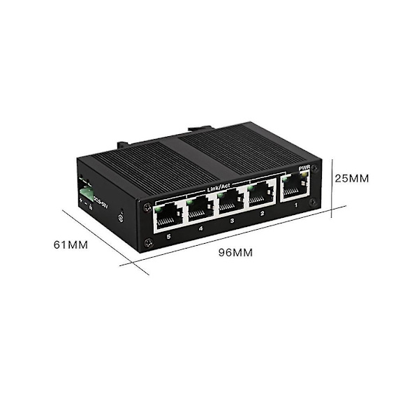 5-portars 100 mbps nätverksväxel av industriell kvalitet, ohanterad skena typ industriell nätverkssplitter Eu P