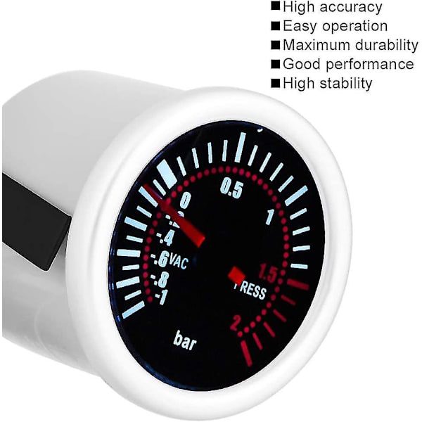 Psi-måler, Universal bil 12v Turbo Boost-måler Gauge Kit, 12v Led Turbo-måler Turbo-måler Relog Turbo-trykmåler Turbo-trykmåler+turbo-tryk