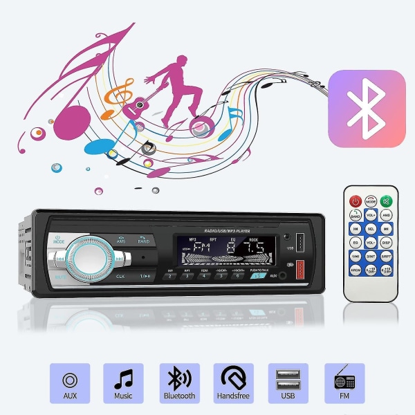 Autoääni MP3-soitin USB laturi Autoradio Subwoofer 1 Din Auto Bluetooth Mp3-soitin