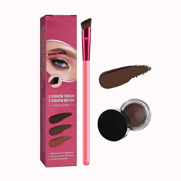 Vattentätt ögonbrynspenselset och krämkit, dubbla precisionsborstar för långvarig makeup