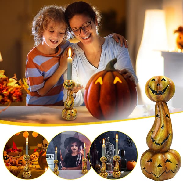 Halloween Gresskar Lysestake Plassering, Hul Ut Lys Base Hjemmedekorasjon