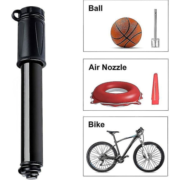 Mini kannettava alumiiniseos pyörän pumppu pallopumppuneulalla ja runkokannattimella/pyörän pumppu yhteensopiva Schrader- ja Presta-venttiilipumpun kanssa/pumppu Mou