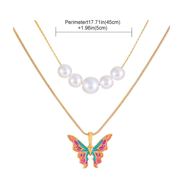 Utterfly anheng halskjede dobbelt lag perle choker statement kragebeinkjede