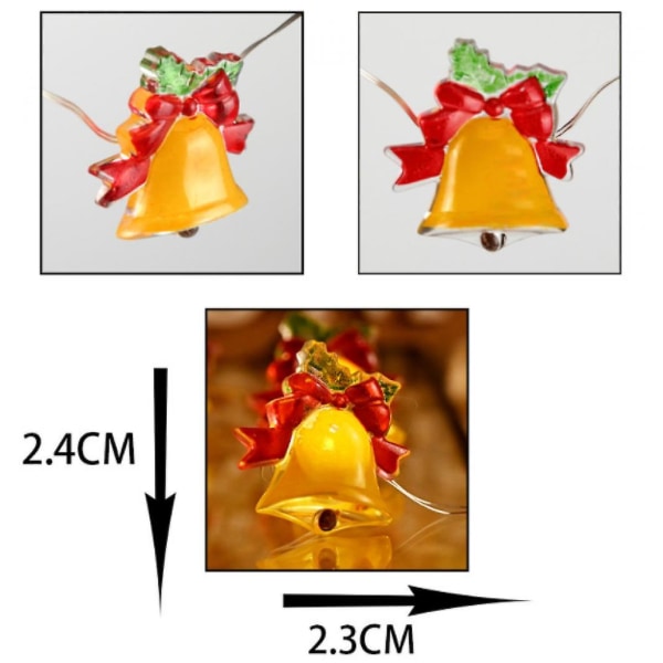 2m 20 lys juledekorasjoner juleklokker led lysstreng juletredekorasjoner med festlig atmosfære