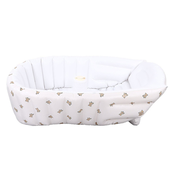 Bärbar uppblåsbar babybadkar med söt björnmönster - hopfällbar, utsökt design för hem och resor