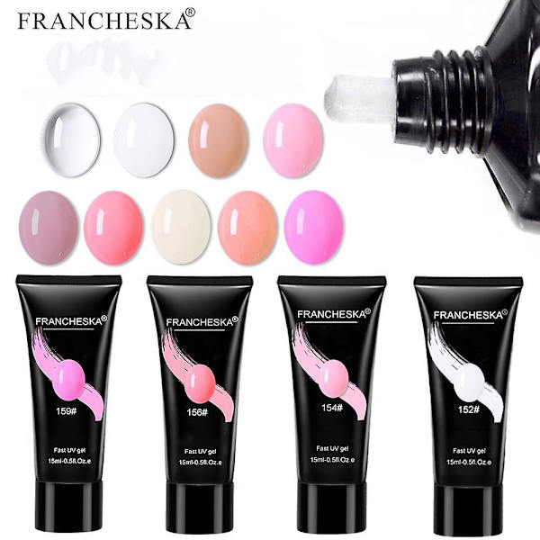 15ml Klar Vit Nagel Poly Acryl Gel UV LED Builder Akrylgel för Snabb Förlängning