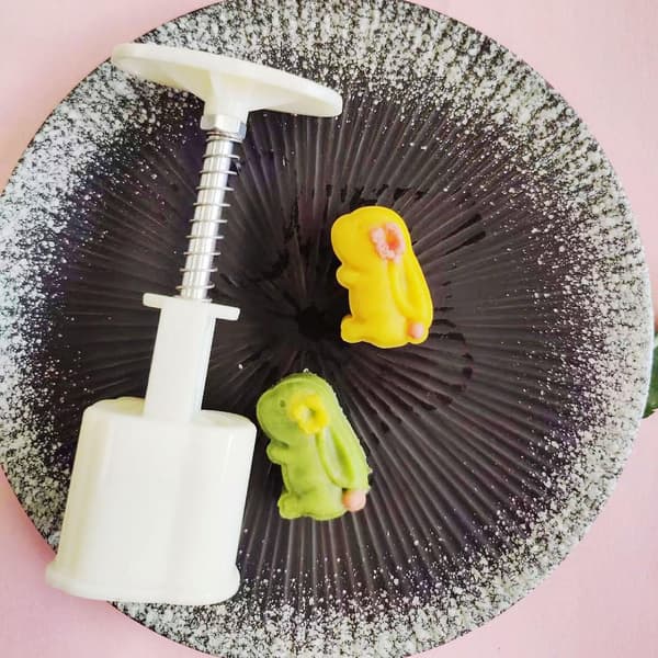 20g Plastmaterial Månekakeform Søte Kaninformede Stempler Månekakemaler