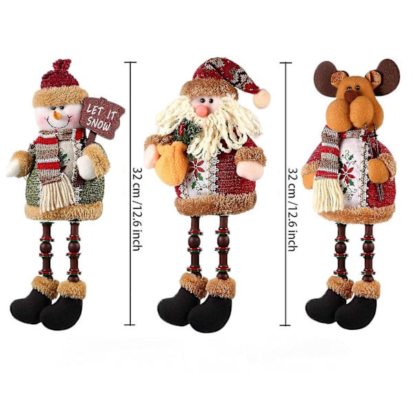 Plush Julefigurer Hjemmedekoration 3 stk