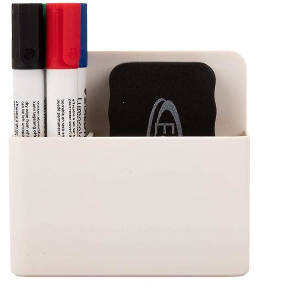 Magnetisk pennhållare, whiteboard-markeringshållare som består av 2 fack med whiteboard-svamp, idealisk för kylskåp, skåp och alla magnetiska ytor.