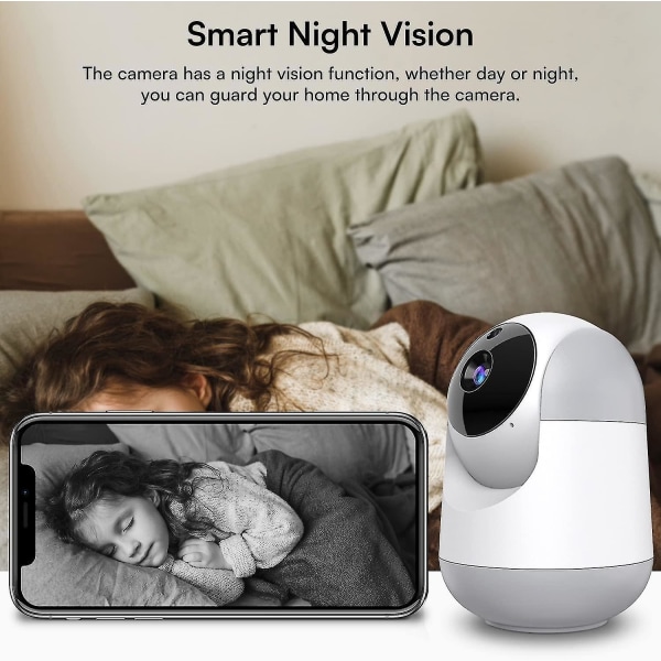 Innendørs Pan/Tilt Smart Security Camera, 3MP HD-kamera